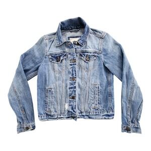 Abercrombie & Fitch Blue Denim Jacket Small Timeless Trucker Y2K Jean Distressed